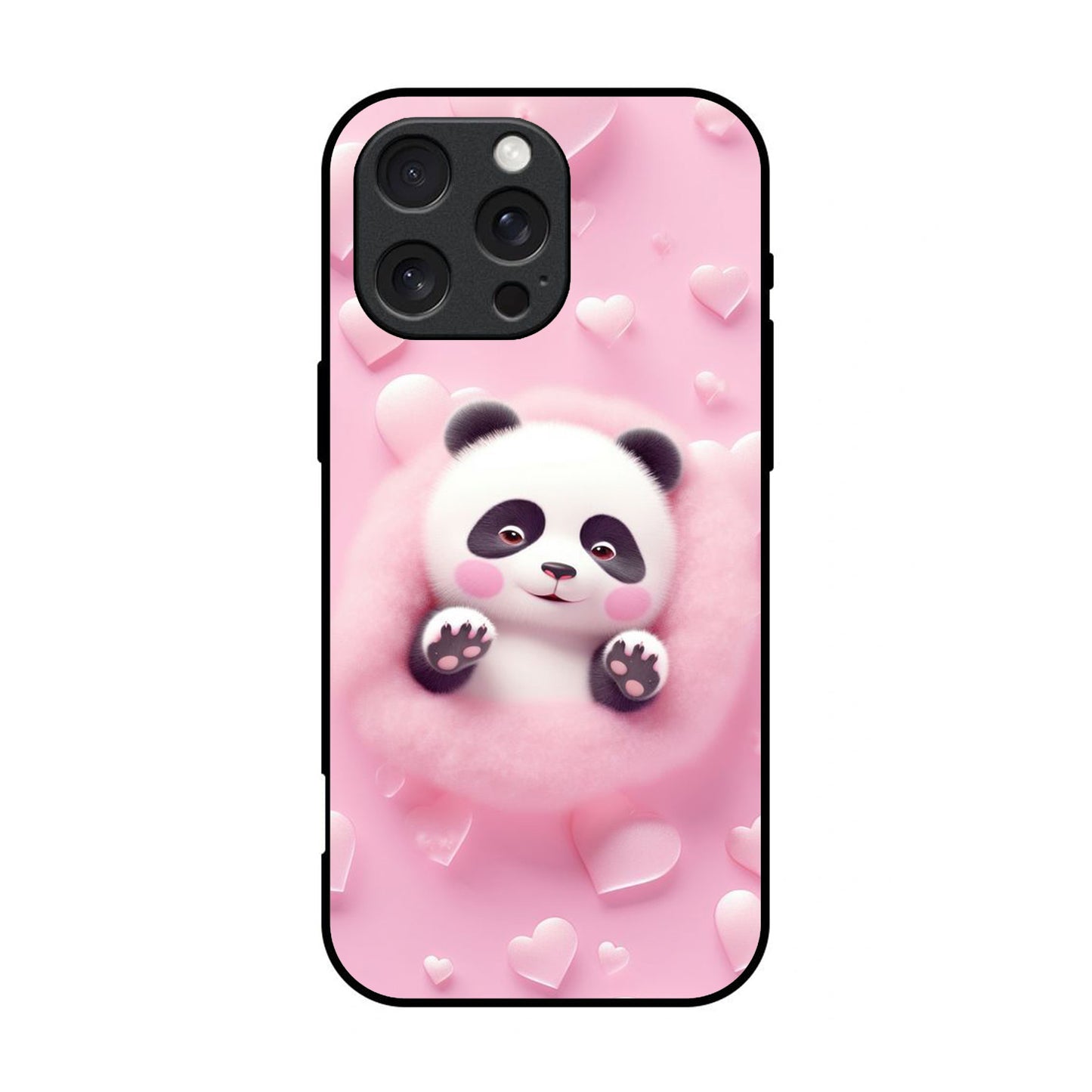 Cute Panda Printed Glass Cover for iPhone - CT06