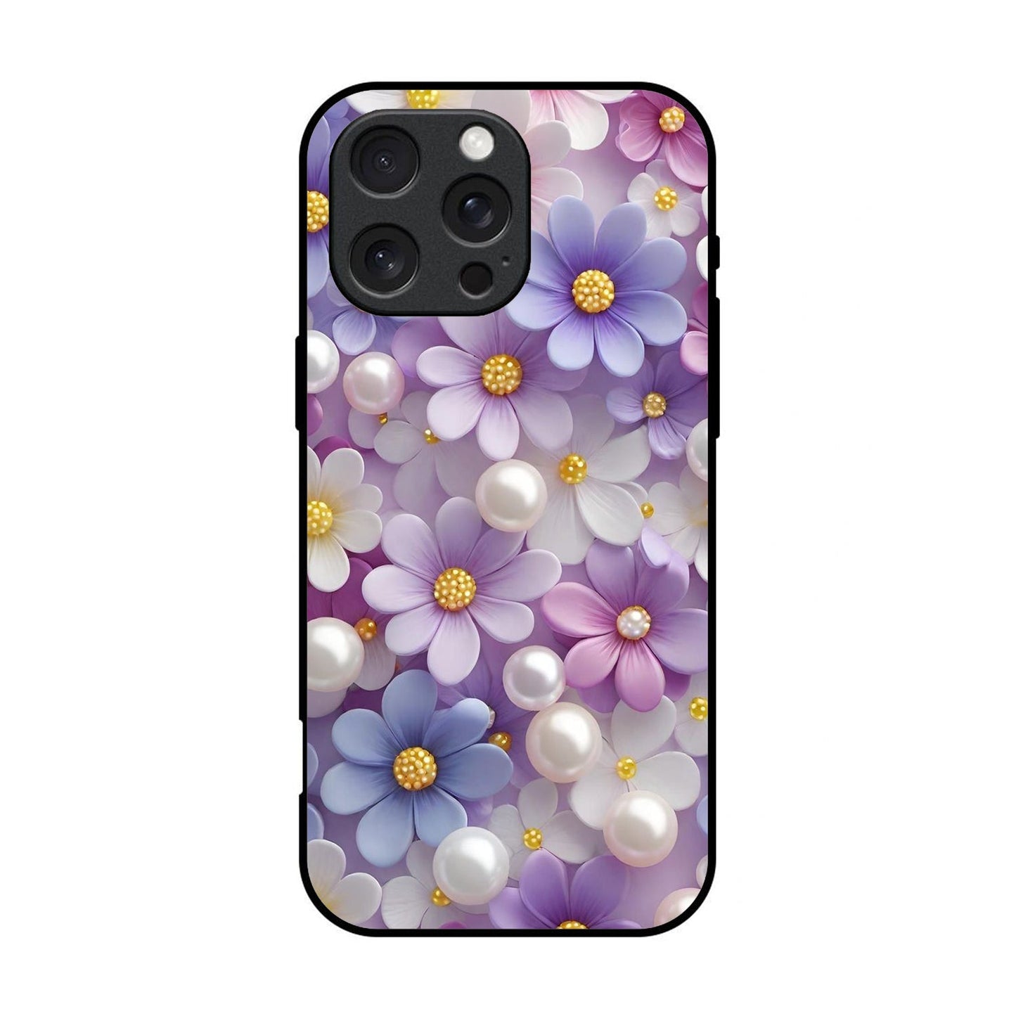 Floral Printed Glass Case for iPhone - FL04