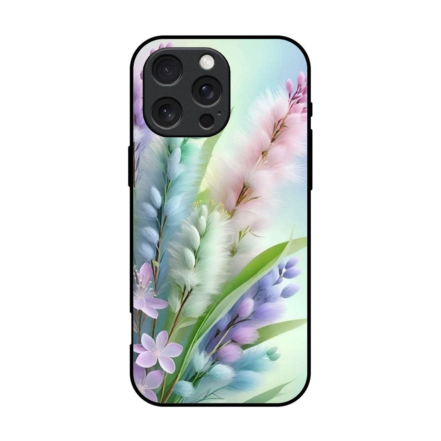 Floral Printed Glass Case for iPhone - FL07